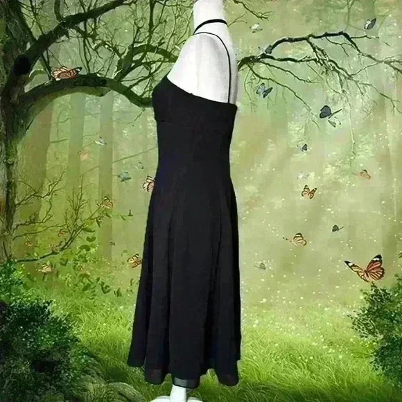 Y2k 90s Black Minimalistic MIDI Dress Size 6 - Picture 6 of 8